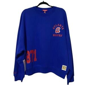 Mitchell & Ness Atlanta Braves Women’s Crewneck Sweatshirt Size XL Blue Red– NWT